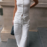 Button Tank Top - White