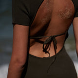 Knit October Short Sleeve Bodysuit - Khaki Green