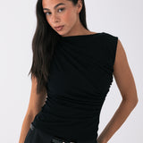 Draped Asymmetric Tank - Black