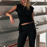 Mila Skirted Trousers - Black