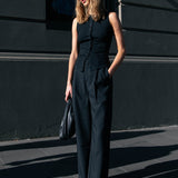 Button Tank Top - Black