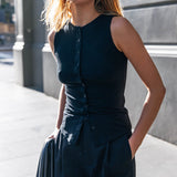 Button Tank Top - Black