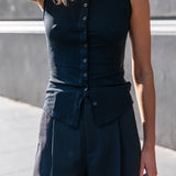 Button Tank Top - Black