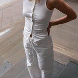 Button Tank Top - White