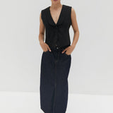 Nikki Denim Midi Skirt - Dark Denim