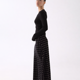 Margaux Deep V Henley Top - Black