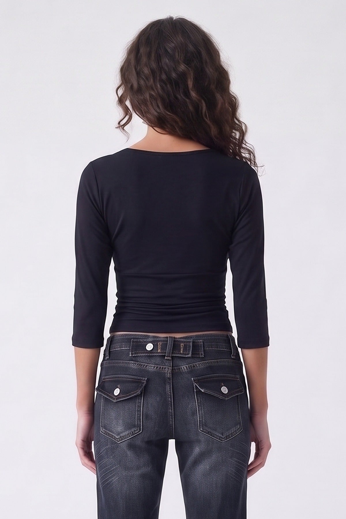 Ryana Top Black - close up 2 view