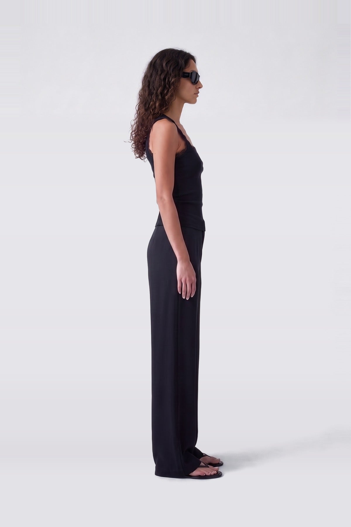 Lace Trim Tank Black - side view