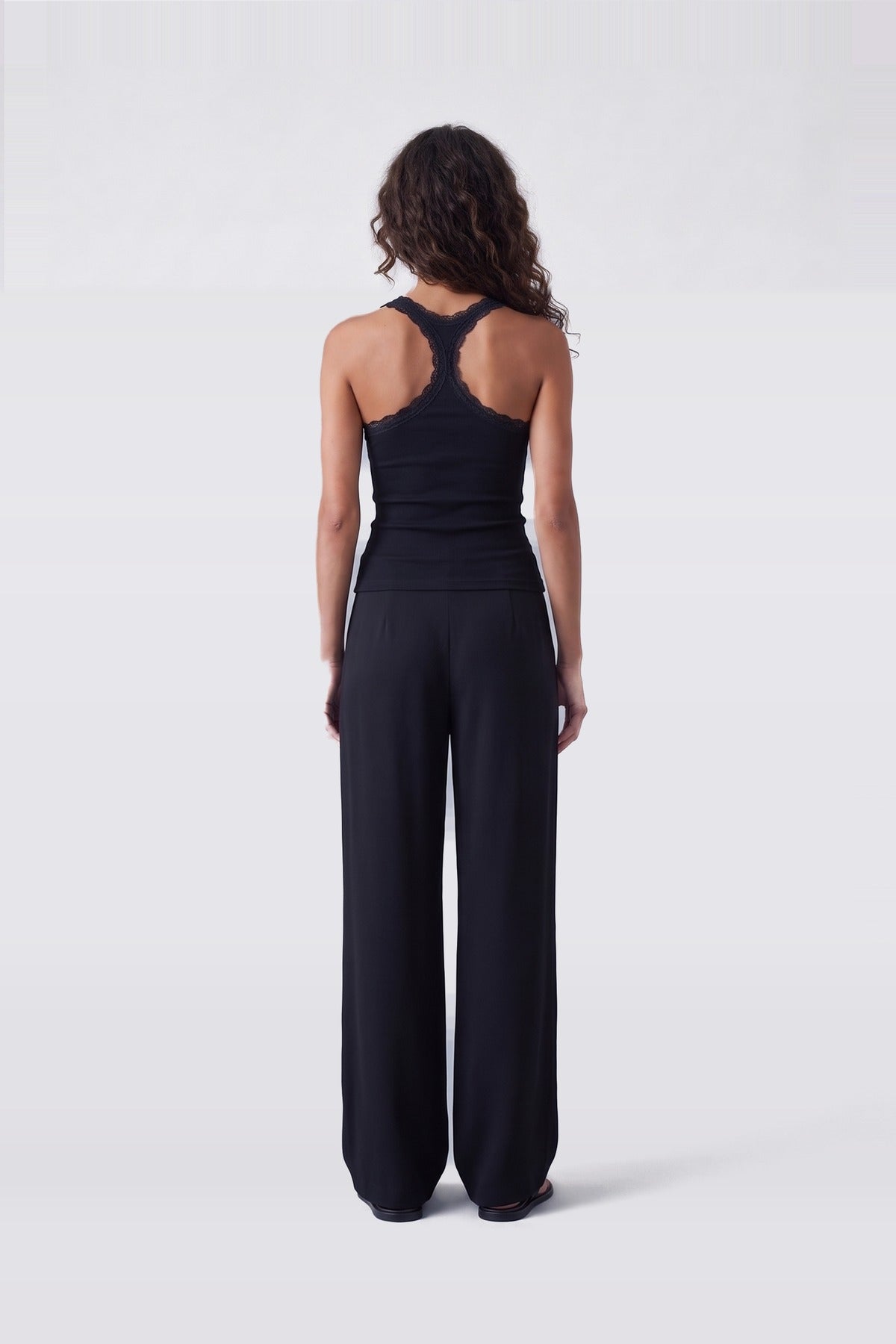 Lace Trim Tank Black - back view