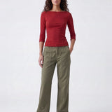 Elle Boat Neck Top Red - front view
