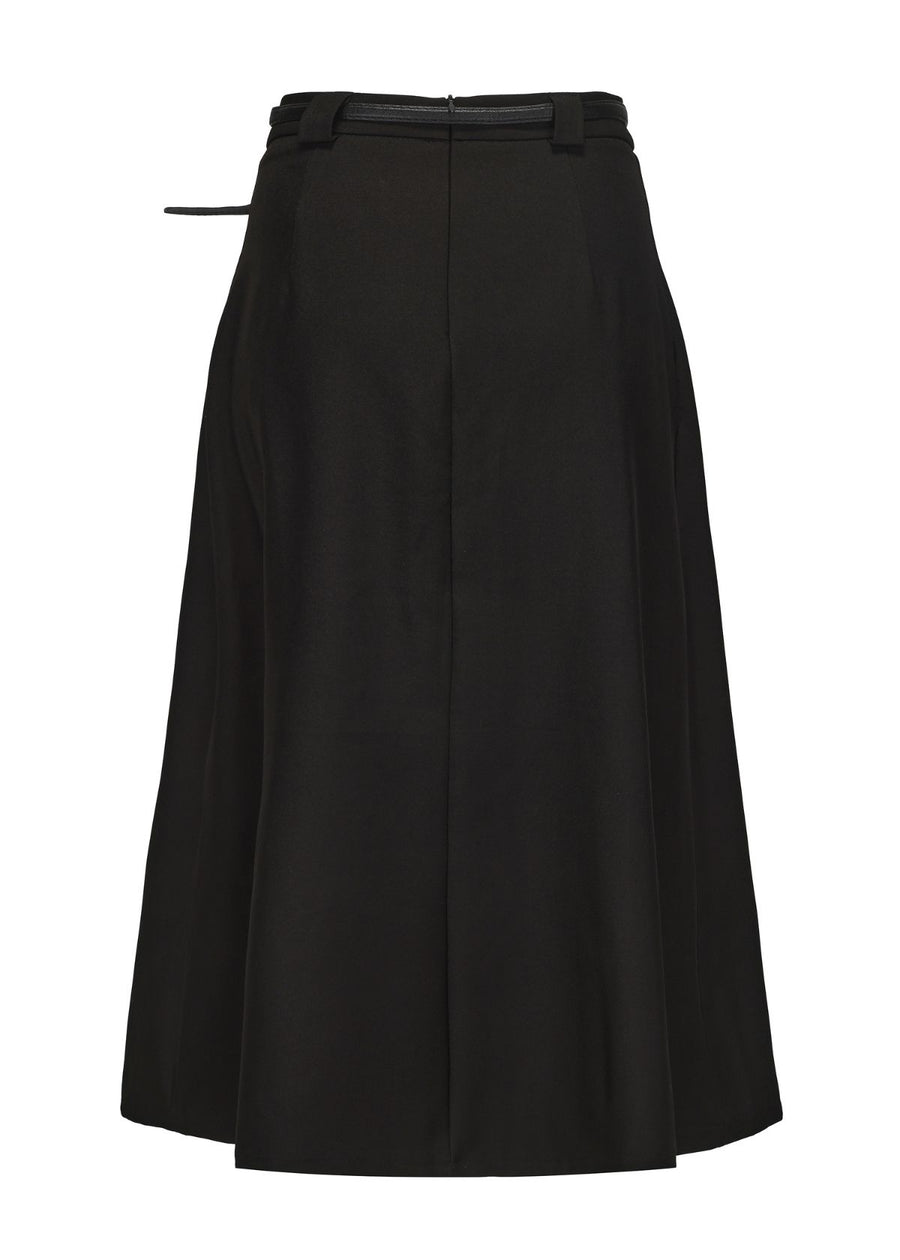 Helena Belted Long Skirt - Black