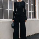 Isobel Long Sleeve Top - Black