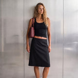 Lace Trim Tank Black - worn, behind the scenes