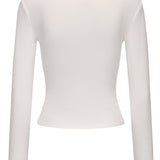 V Neck Long Sleeve Top - White