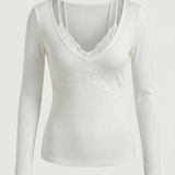 Noa Lace white lace top, product flat lay