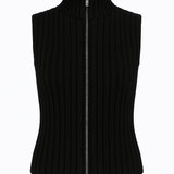 Riley Knit Zip Vest - Black