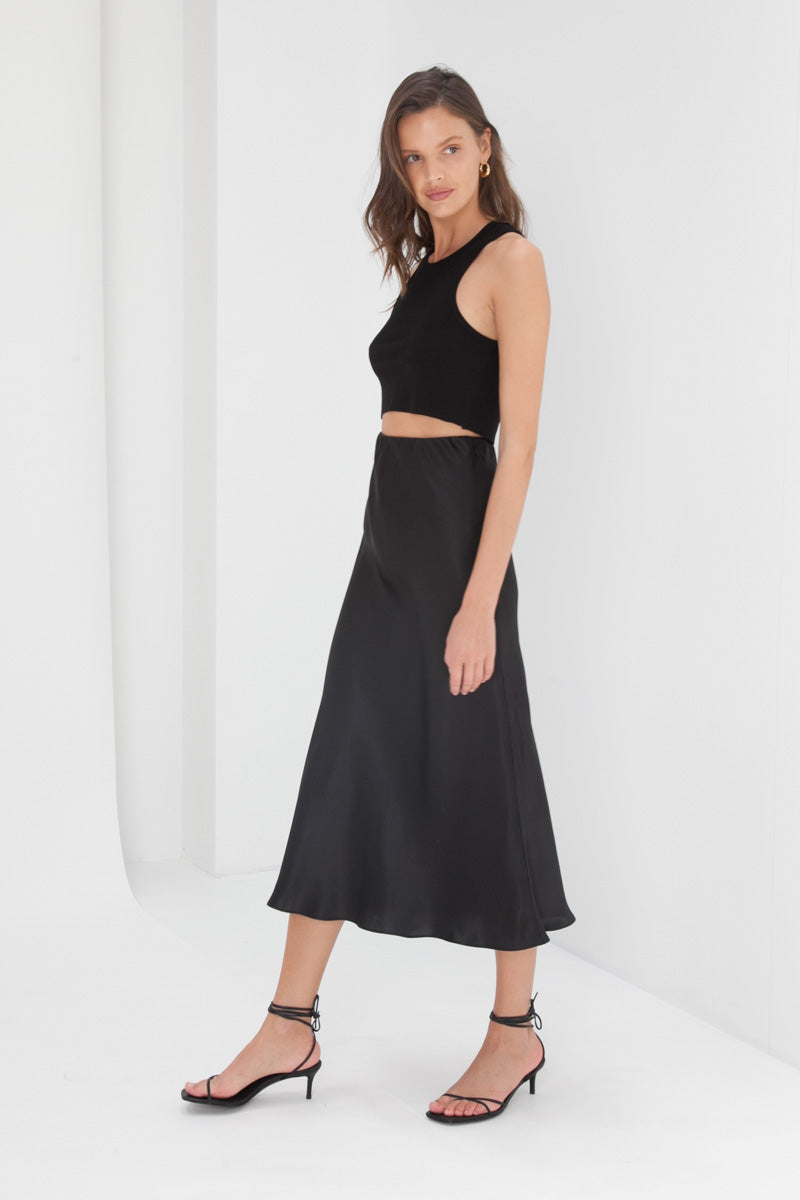 Madeline Silk Skirt - Black