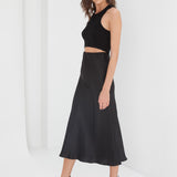 Madeline Silk Skirt - Black