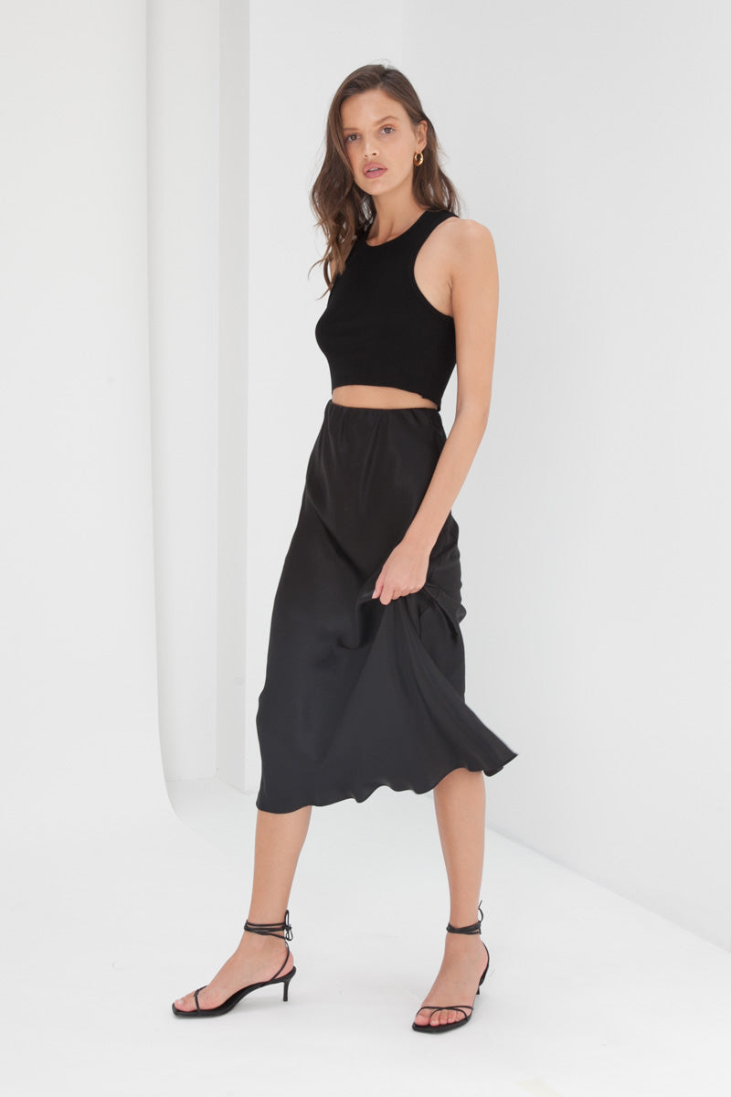 Madeline Silk Skirt - Black