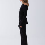 Asher Ruched Long Sleeve Top - Black