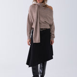 Wool Nora Scarf Knit Top - Oat