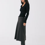Cate Belted Skirt - Grey