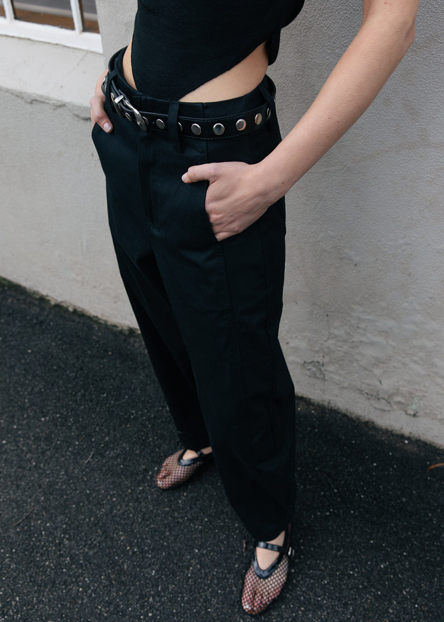 Barrel Leg Trousers - Black