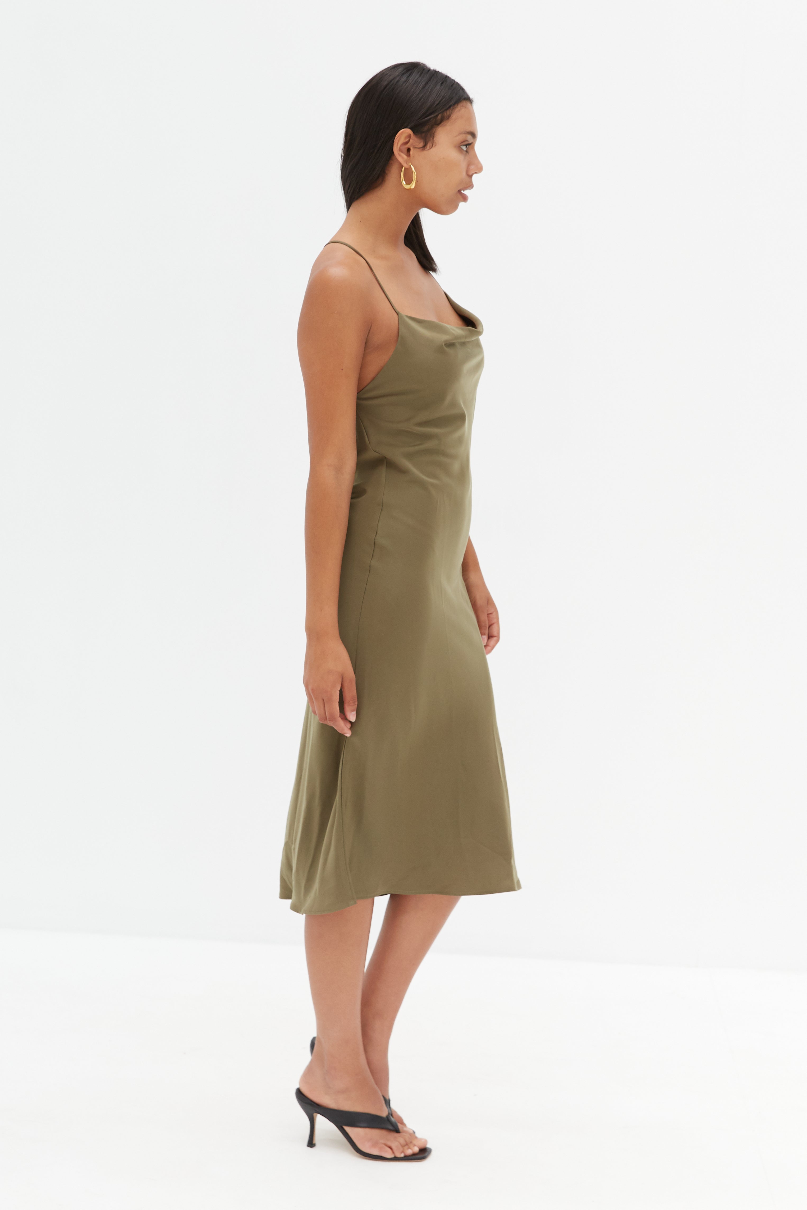 Cross Back Slip Dress - Khaki