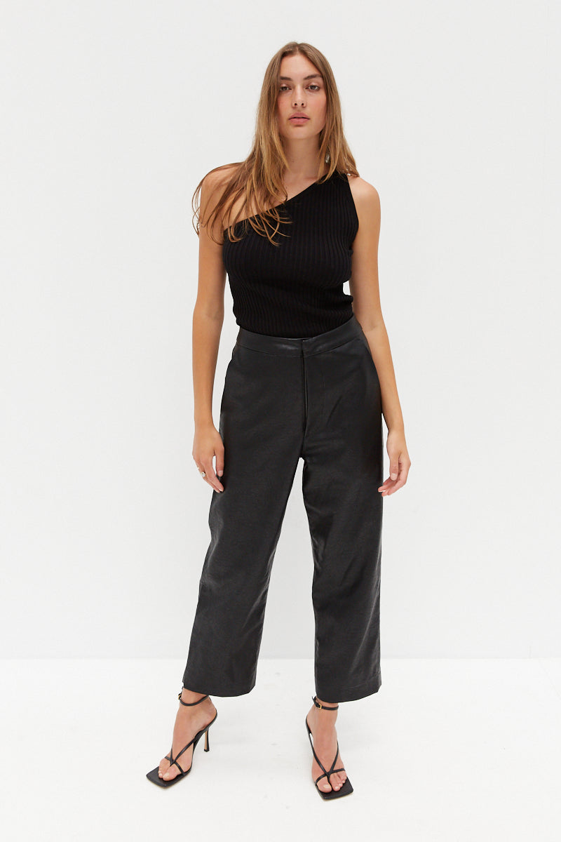 Faux Leather Pants - Black