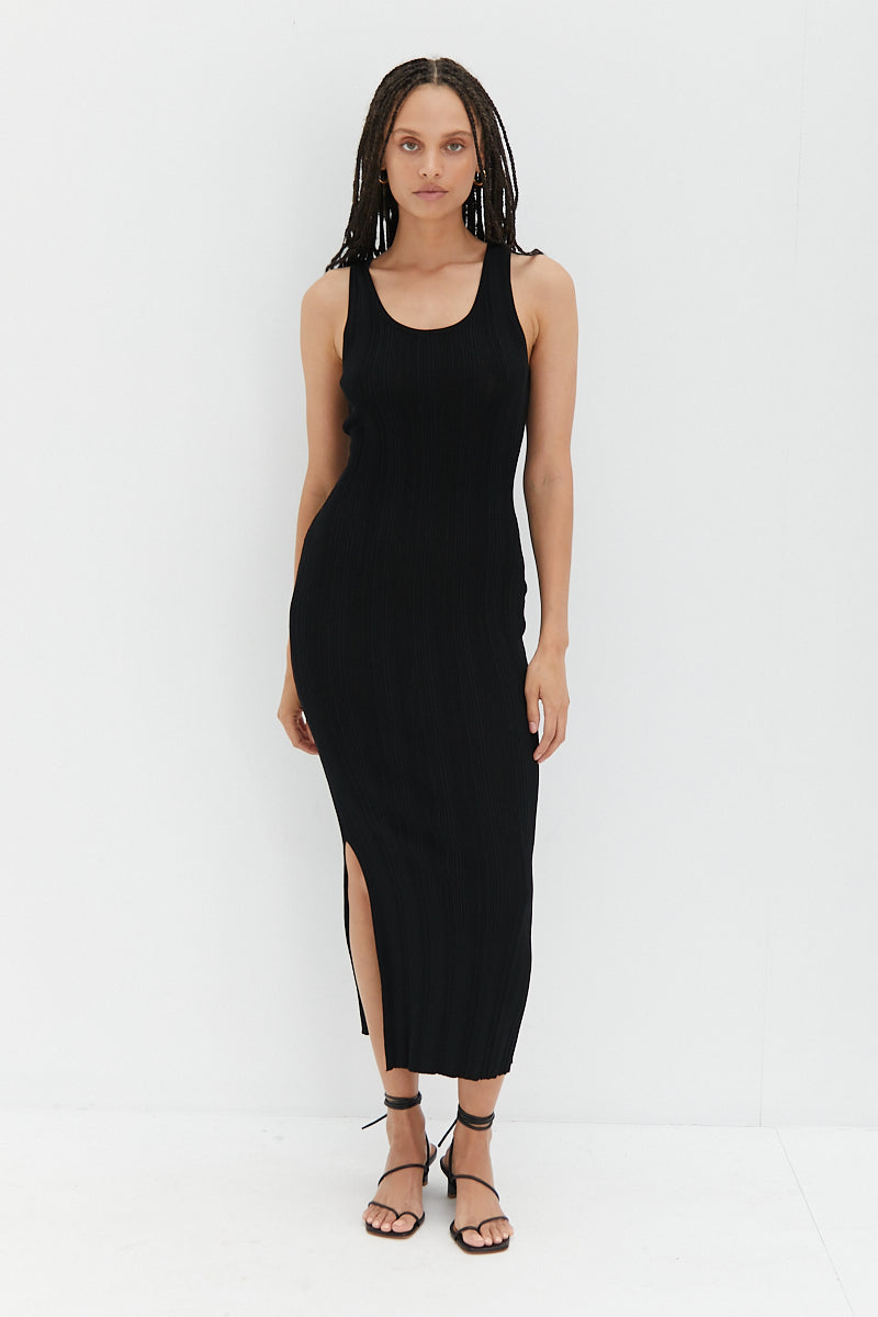 Knit Midi Dress - Black