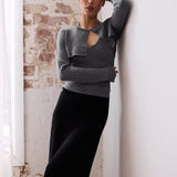 Noire Sheer Hem Midi Skirt - Black