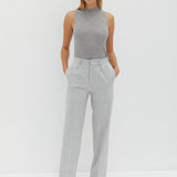 Mock Neck Tie Back Top - Grey