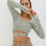 Scoop Neck Tie Crop - Meadow