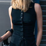 Button Tank Top - Black