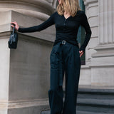 Belted Relaxed Trousers - Black