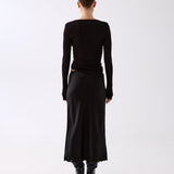 Lia Lace Trim Long Sleeve Top - Black