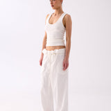 Paloma Drawstring Tailored Pant - White