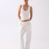 Paloma Drawstring Tailored Pant - White