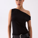 Elara Asymmetric Midi Dress - Black