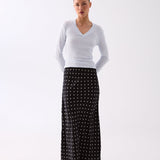Inez Long Polka Dot Skirt - Black