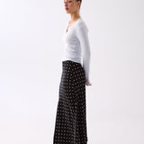 Inez Long Polka Dot Skirt - Black