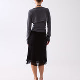 Noire Sheer Hem Midi Skirt - Black