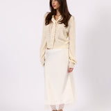 Clara white knit cardigan, side view