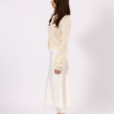Clara white knit cardigan, three-quarter view