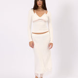 Noa Lace white lace top, three-quarter view