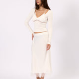 Valerie Satin Lace Skirt - White