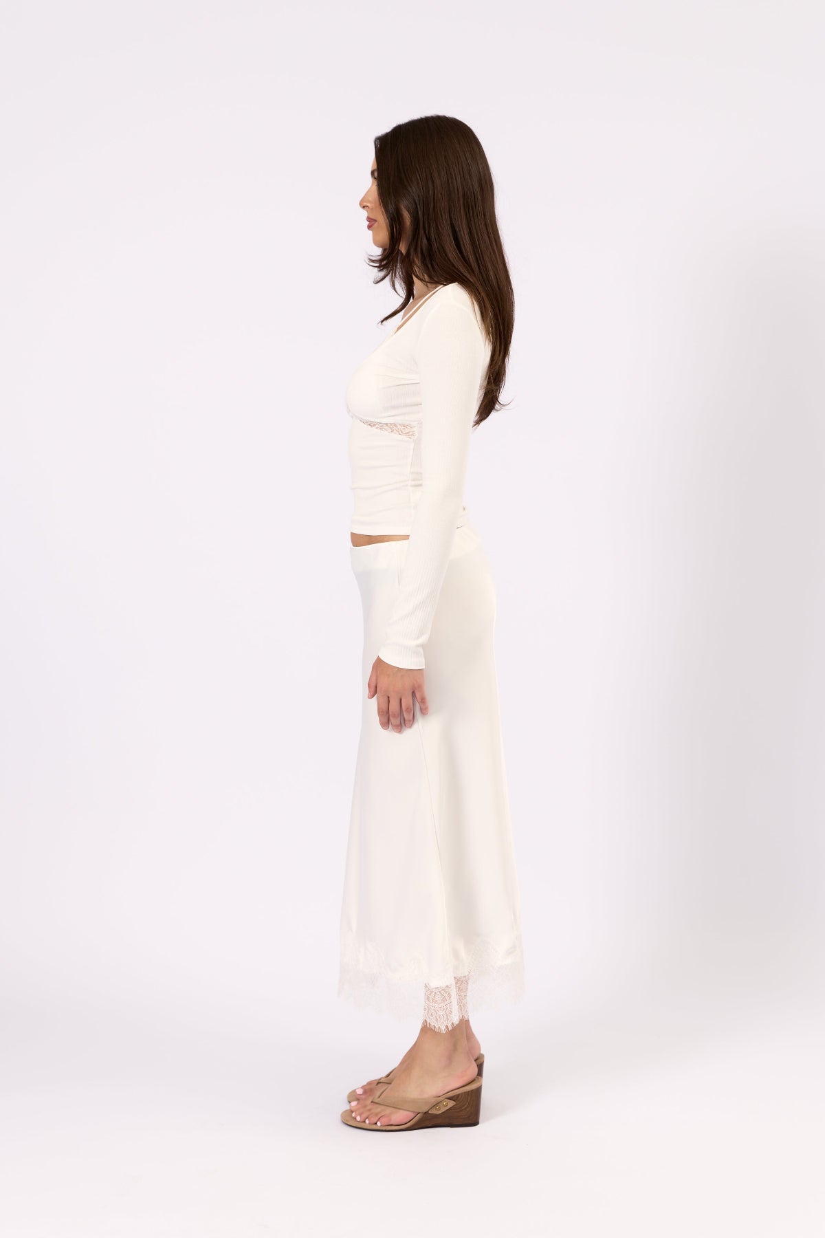 Back view of the Noa Lace white lace top