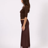 Valerie brown satin lace skirt, side view