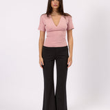 Mila Deep V Tee - Rose