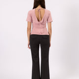 Mila Deep V Tee - Rose